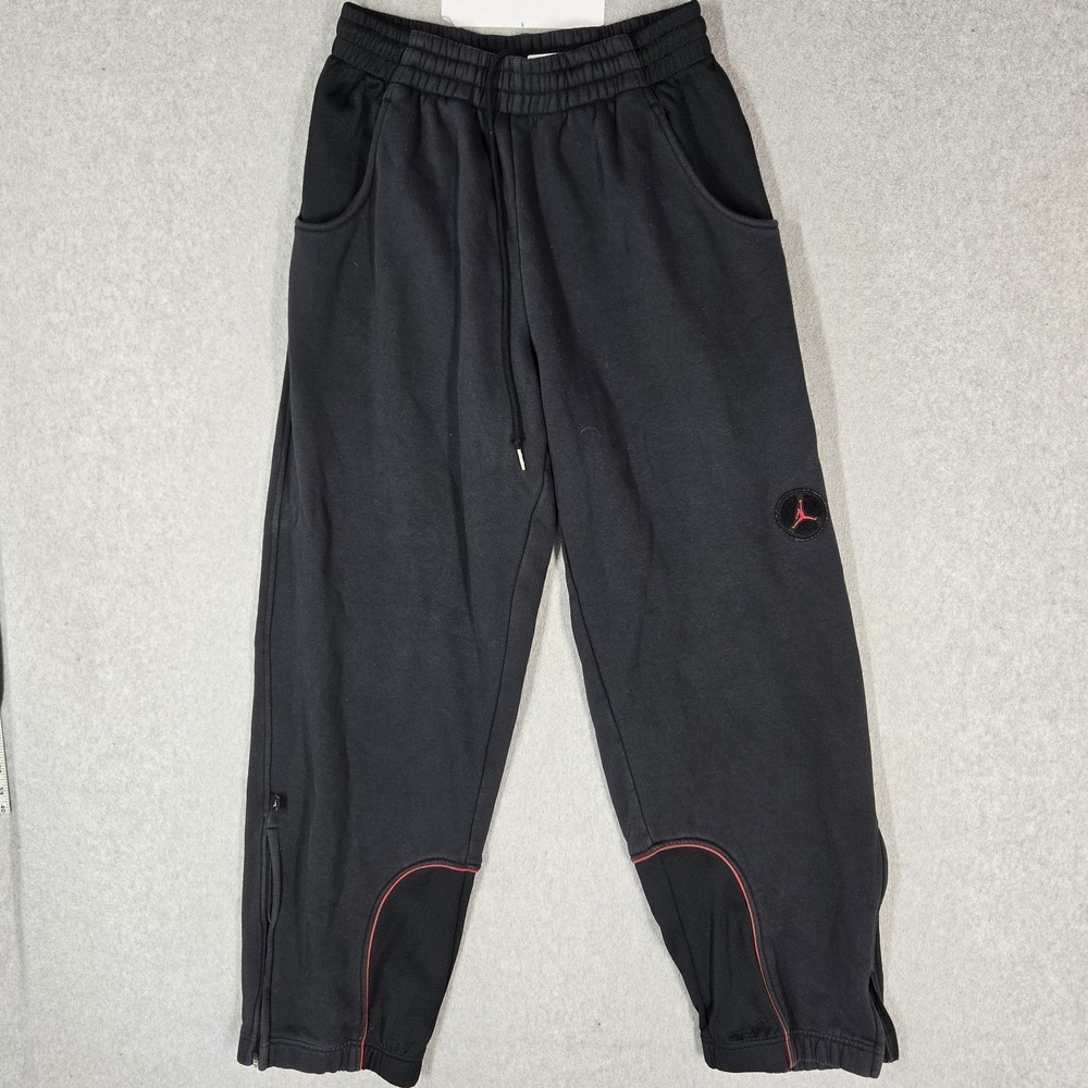 VINTAGE Jordan Men Activewear Pants M Black Embroidered Sweatpants‎ Jumpman Logo